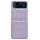 For Samsung Galaxy Z Flip4 5G Pearlescent Paint Diamond Shaped Checkered Leather Phone Case(Purple) - 1