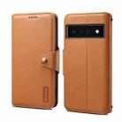 For Google Pixel 6 Pro Denior Cowhide Texture Wallet Style Leather Phone Case(Khaki) - 1