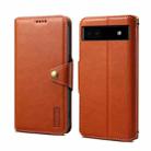 For Google Pixel 6a Denior Cowhide Texture Wallet Style Leather Phone Case(Brown) - 1