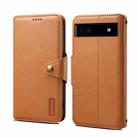 For Google Pixel 6a Denior Cowhide Texture Wallet Style Leather Phone Case(Khaki) - 1