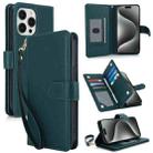 For iPhone 15 Pro Max Multi-Card Wallet RFID Leather Phone Case(Green) - 1