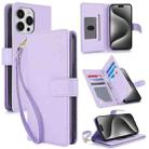 For iPhone 15 Pro Max Multi-Card Wallet RFID Leather Phone Case(Light Purple) - 1