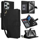 For iPhone 15 Pro Multi-Card Wallet RFID Leather Phone Case(Black) - 1