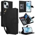For iPhone 15 Multi-Card Wallet RFID Leather Phone Case(Black) - 1