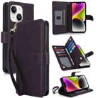 For iPhone 14 Plus Multi-Card Wallet RFID Leather Phone Case(Dark Purple) - 1