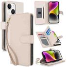 For iPhone 14 Plus Multi-Card Wallet RFID Leather Phone Case(Apricot) - 1