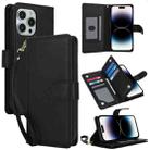 For iPhone 14 Pro Multi-Card Wallet RFID Leather Phone Case(Black) - 1