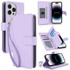 For iPhone 14 Pro Multi-Card Wallet RFID Leather Phone Case(Light Purple) - 1