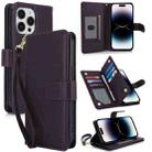 For iPhone 14 Pro Multi-Card Wallet RFID Leather Phone Case(Dark Purple) - 1