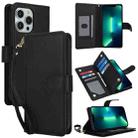 For iPhone 13 Pro Max Multi-Card Wallet RFID Leather Phone Case(Black) - 1