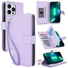 For iPhone 13 Pro Max Multi-Card Wallet RFID Leather Phone Case(Light Purple) - 1
