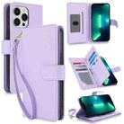For iPhone 13 Pro Max Multi-Card Wallet RFID Leather Phone Case(Light Purple) - 1
