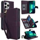 For iPhone 13 Pro Max Multi-Card Wallet RFID Leather Phone Case(Dark Purple) - 1