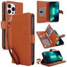 For iPhone 13 Pro Max Multi-Card Wallet RFID Leather Phone Case(Brown) - 1