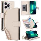 For iPhone 13 Pro Multi-Card Wallet RFID Leather Phone Case(Apricot) - 1