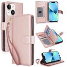 For iPhone 13 Multi-Card Wallet RFID Leather Phone Case(Rose Gold) - 1