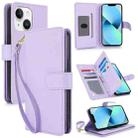 For iPhone 13 Multi-Card Wallet RFID Leather Phone Case(Light Purple) - 1