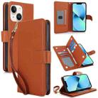 For iPhone 13 Multi-Card Wallet RFID Leather Phone Case(Brown) - 1