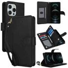 For iPhone 12 Pro Max Multi-Card Wallet RFID Leather Phone Case(Black) - 1