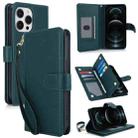 For iPhone 12 Pro Max Multi-Card Wallet RFID Leather Phone Case(Green) - 1