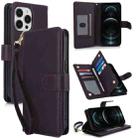 For iPhone 12 Pro Max Multi-Card Wallet RFID Leather Phone Case(Dark Purple) - 1