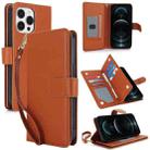 For iPhone 12 Pro Max Multi-Card Wallet RFID Leather Phone Case(Brown) - 1