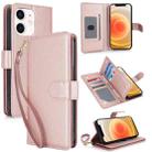 For iPhone 12 / 12 Pro Multi-Card Wallet RFID Leather Phone Case(Rose Gold) - 1