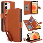 For iPhone 12 / 12 Pro Multi-Card Wallet RFID Leather Phone Case(Brown) - 1