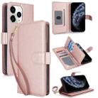 For iPhone 11 Pro Max Multi-Card Wallet RFID Leather Phone Case(Rose Gold) - 1