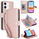 For iPhone 11 Multi-Card Wallet RFID Leather Phone Case(Rose Gold) - 1