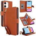 For iPhone 11 Multi-Card Wallet RFID Leather Phone Case(Brown) - 1