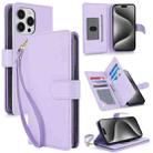 For iPhone 16 Pro Max Multi-Card Wallet RFID Leather Phone Case(Light Purple) - 1