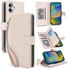 For iPhone 16 Plus Multi-Card Wallet RFID Leather Phone Case(Apricot) - 1