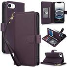 For iPhone 16e Multi-Card Wallet RFID Leather Phone Case(Dark Purple) - 1