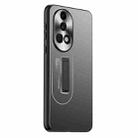 For Huawei nova 12 Pro Frosted Metal Hybrid TPU Holder Phone Case(Black) - 1