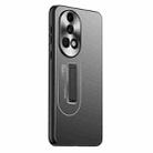 For Huawei nova 12 Frosted Metal Hybrid TPU Holder Phone Case(Black) - 1