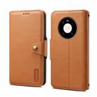 For Huawei Mate 40 Pro Denior Cowhide Texture Wallet Style Leather Phone Case(Khaki) - 1