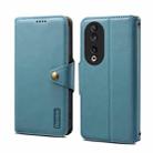 For Honor 90 Denior Cowhide Texture Wallet Style Leather Phone Case(Blue) - 1