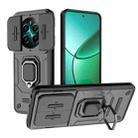 For Realme 12+ 5G Global Sliding Camshield TPU + PC Shockproof Phone Case with Holder(Black) - 1