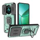 For Realme 12+ 5G Global Sliding Camshield TPU + PC Shockproof Phone Case with Holder(Green) - 1