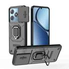 For Realme C63 4G Global Sliding Camshield TPU + PC Shockproof Phone Case with Holder(Black) - 1