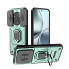 For Realme 14 Pro+ 5G Sliding Camshield TPU + PC Shockproof Phone Case with Holder(Green) - 1