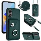 For OPPO A58/A58x/A1x/A2x Organ Card Bag Ring Holder Phone Case with Long Lanyard(Green) - 1