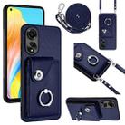 For OPPO A78 4G Global Organ Card Bag Ring Holder Phone Case with Long Lanyard(Blue) - 1