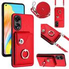 For OPPO A78 4G Global Organ Card Bag Ring Holder Phone Case with Long Lanyard(Red) - 1