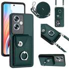 For OPPO A79 5G Global Organ Card Bag Ring Holder Phone Case with Long Lanyard(Green) - 1
