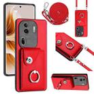 For OPPO Reno11 Pro Global Organ Card Bag Ring Holder Phone Case with Long Lanyard(Red) - 1