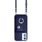 For OPPO Reno11 F Thai Version Organ Card Bag Ring Holder Phone Case with Long Lanyard(Blue) - 2