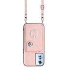 For OPPO Reno11 F Thai Version Organ Card Bag Ring Holder Phone Case with Long Lanyard(Pink) - 2