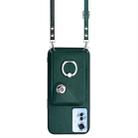 For OPPO F25 Pro 5G India Organ Card Bag Ring Holder Phone Case with Long Lanyard(Green) - 2